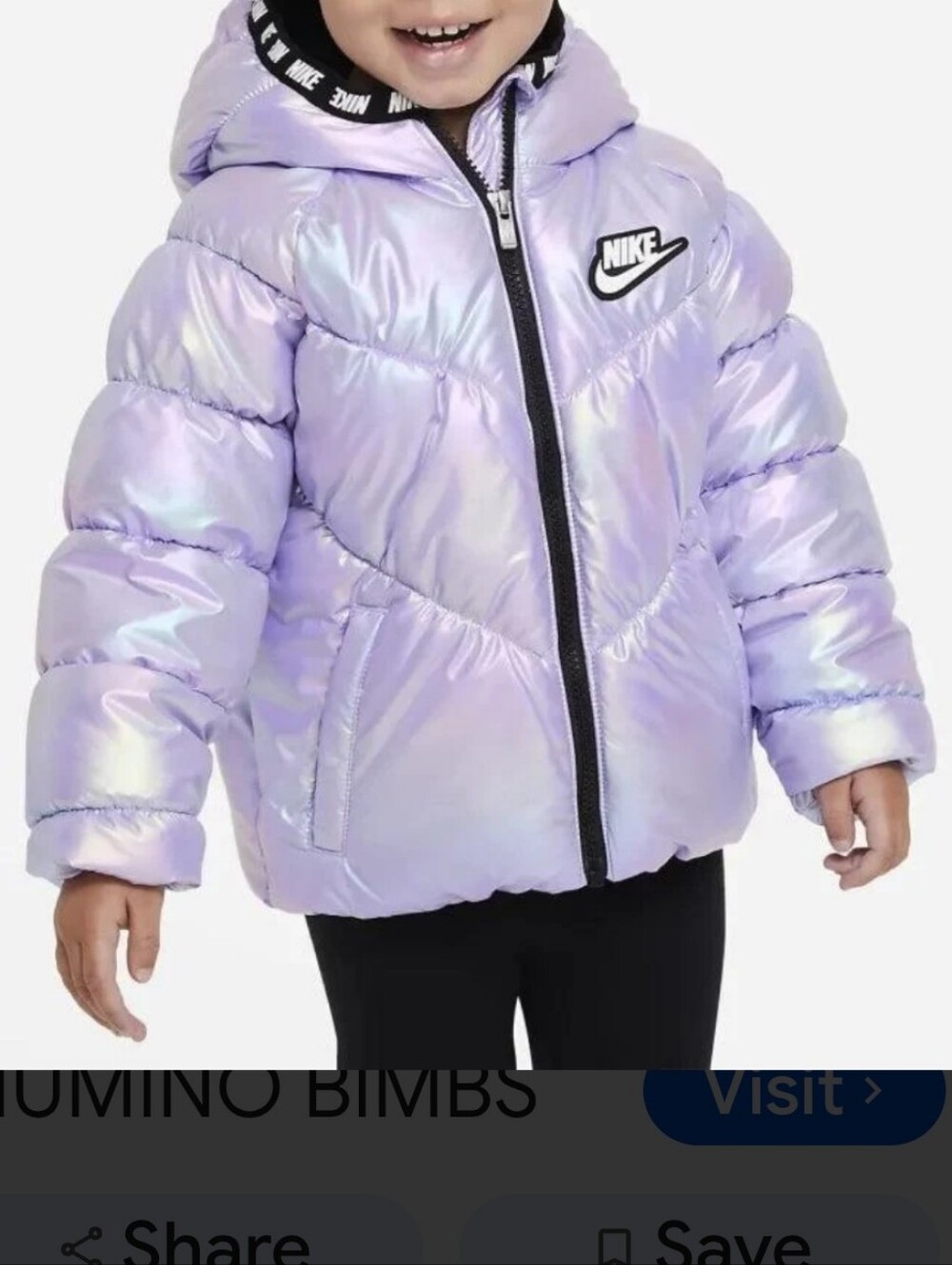Nike Girls Chevron Puffer Jacket Size 4T
